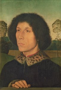 Retrato de um homem contra uma paisagem, c.1470 (painel)